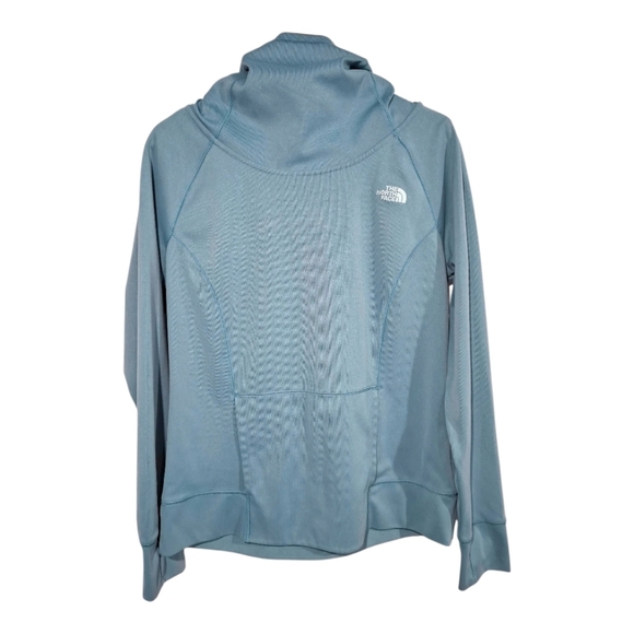 The North Face Sweaters - The North Face Blue Knit Cowl Neck Hoodie Pockets Light Weight Large